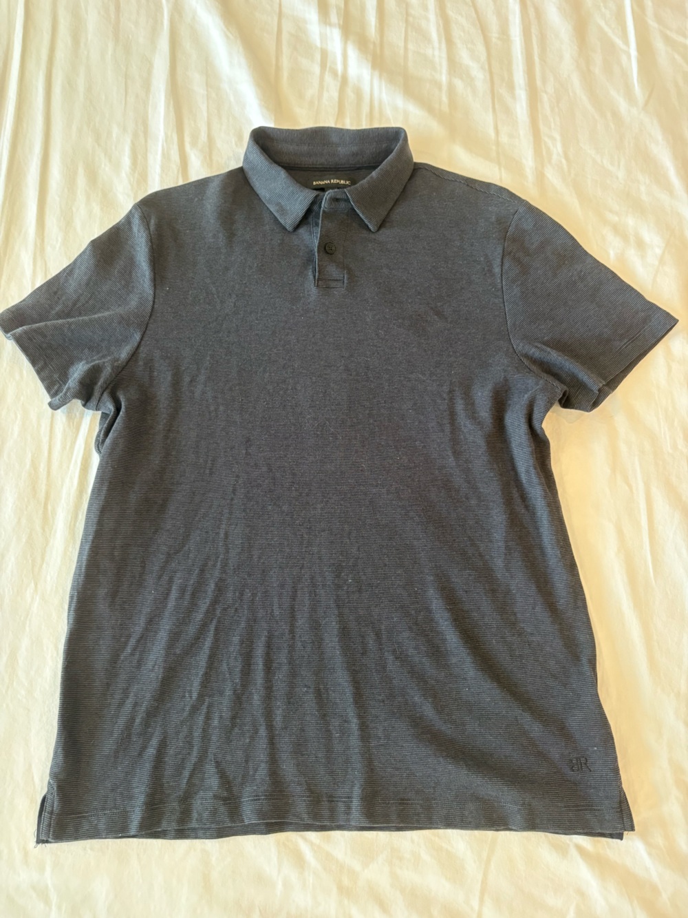 EUC Banana Republic Charcoal Gray Striped Polo